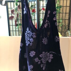 Velvet Floral Tank Top in Deep Purple